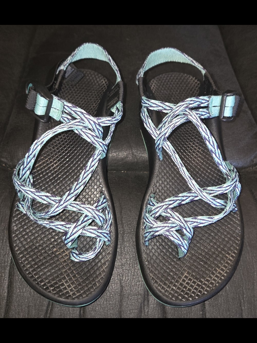 Chaco Women's Teal and Black Strappy Rope Sandals